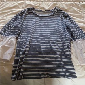 COMO BLU Long-sleeve blue striped t-shirt (M)